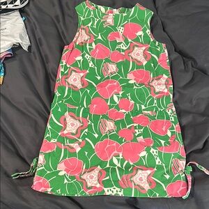 Lilly Pulitzer Green and Pink Sleeveless Halter Sheath Dress